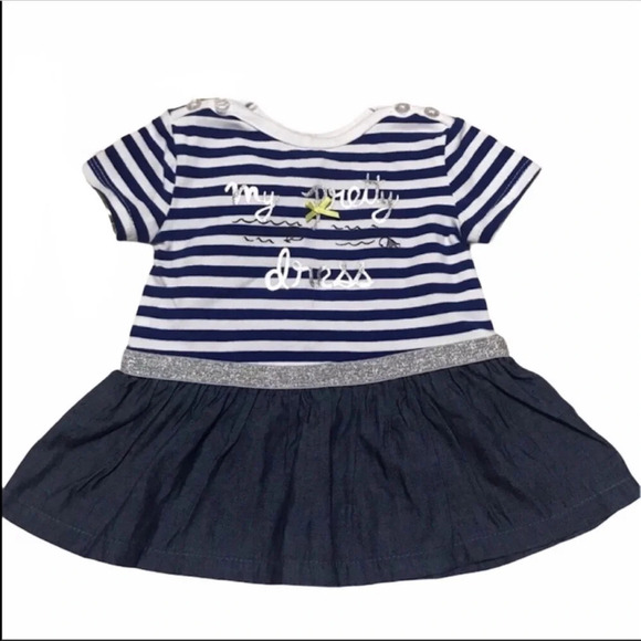 Absorba Paris Striped Jean Dress Size 3-6mos - Picture 1 of 6